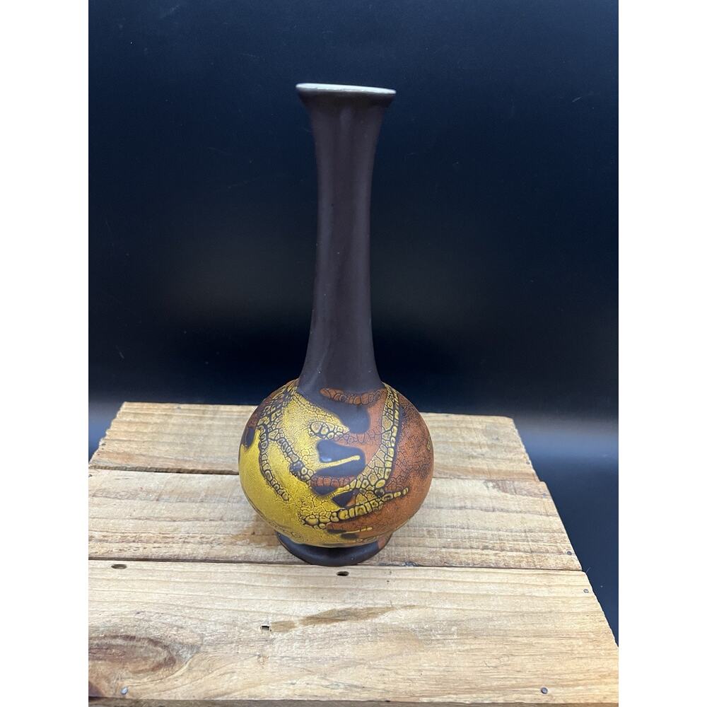 Vintage Royal Haeger Pottery Earth Wrap Brown Vase With Original Sticker